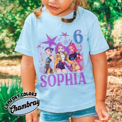 Custom Huntrix Birthday Girl Youth TShirt Comfort Colors PTS1690