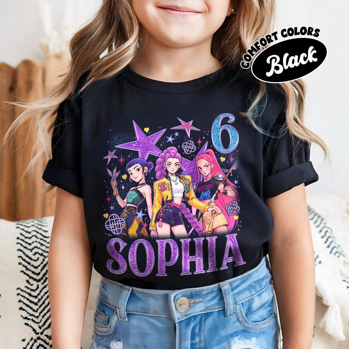 Custom Huntrix Birthday Girl Youth TShirt Comfort Colors PTS1690