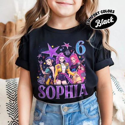 Custom Huntrix Birthday Girl Youth TShirt Comfort Colors PTS1690