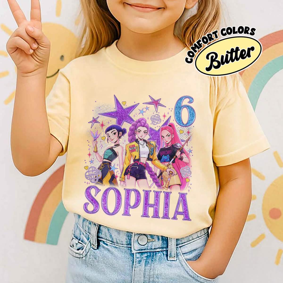 Custom Huntrix Birthday Girl Youth TShirt Comfort Colors PTS1690