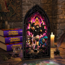 Carl Donut and Mongo Dungeon Crawler Carl Stained Glass Book Nook PTS6036
