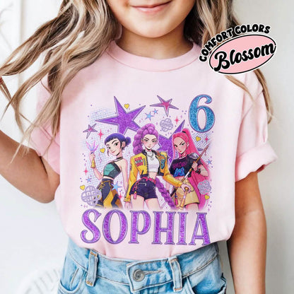 Custom Huntrix Birthday Girl Youth TShirt Comfort Colors PTS1690