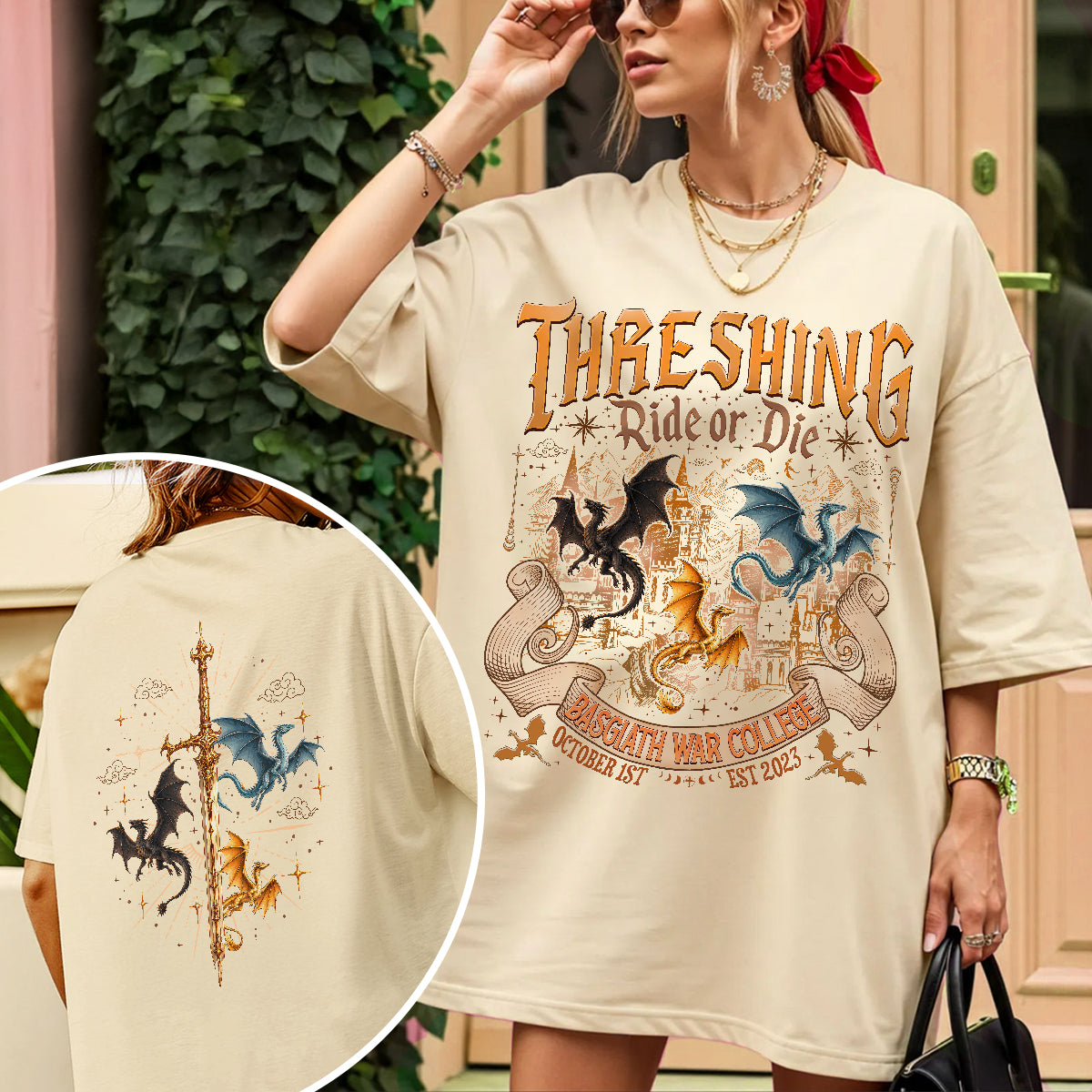 Fourth Wing Threshing Fantasy Book T-shirt PTS9219
